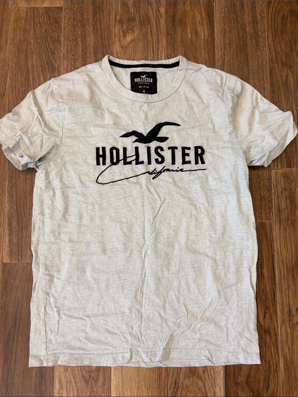 Hollister Light Gray Crewneck Tee with Black Logo